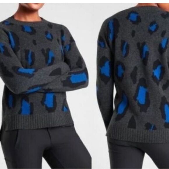 ATHLETA LEOPARD WOOL CASHMERE CREW Size Small - Picture 1 of 6